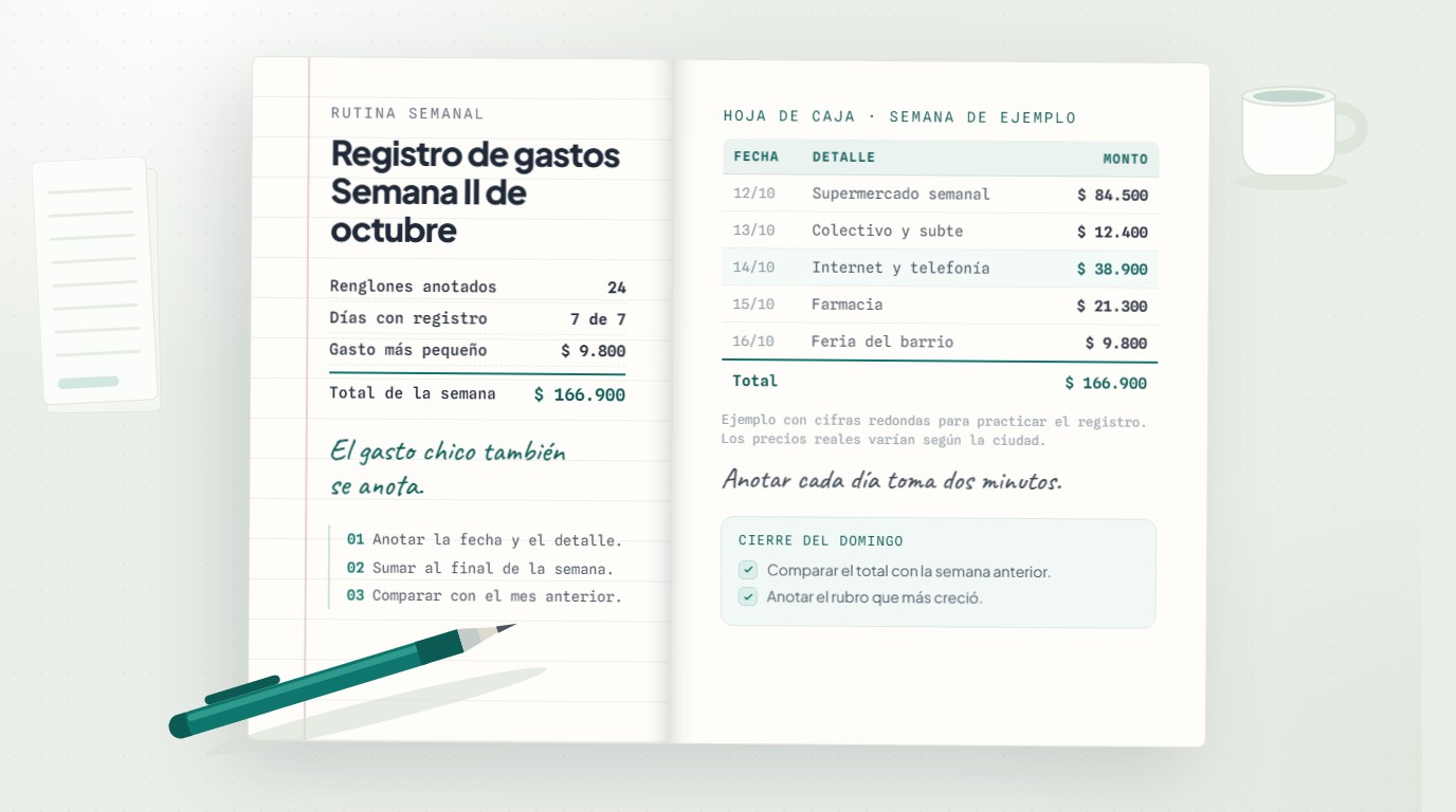Página de un diario con el hábito de registrar la educación financiera en Argentina